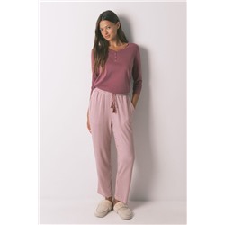 Pantalón largo carrot punto suave rosa
