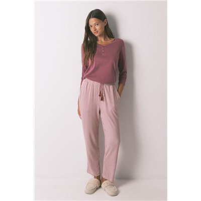 Pantalón largo carrot punto suave rosa