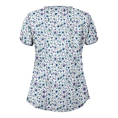 UA Ditzy Bouquet Navy Keyhole Print Scrub Top