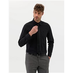 Siyah Slim Fit Uzun Kollu Basic Gömlek
