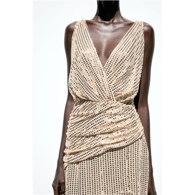 SEQUINNED MIDI DRESS