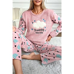 Nisanca Kışlık Uzun Kollu Peluş Polar Pijama Takımı İpeksi Doku 4150/28