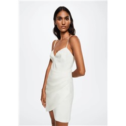 Vestido lino pliegues -  Mujer | MANGO OUTLET España