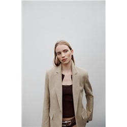 STRAIGHT BLAZER WITH PADDED SHOULDERS