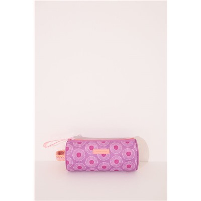 Neceser pequeño estuche rafia rosa