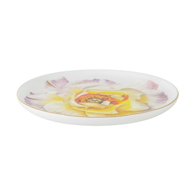 Тарелка десертная, 19 см, фарфор F, белая, с золотистым кантом, Камелия, Flowers, 59117