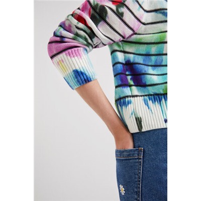 Jersey rayas tie-dye floral