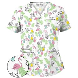 UA Stand Tall White V-Neck Print Scrub Top