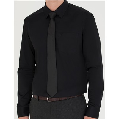 Siyah Regular Fit Uzun Kollu Basic Gömlek
