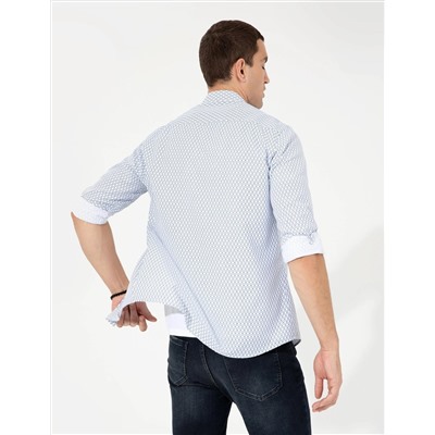 Lacivert Slim Fit Uzun Kollu Gömlek