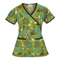 UA Butterfly Breeze Go Green Mock Wrap Scrub Top
