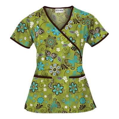UA Butterfly Breeze Go Green Mock Wrap Scrub Top