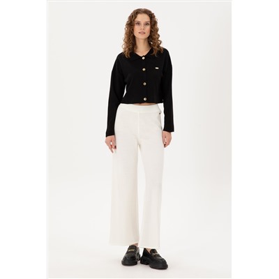 Kadın Kum Loose Fit Triko Pantolon