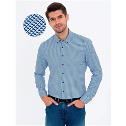 Lacivert Slim Fit Uzun Kollu Gömlek