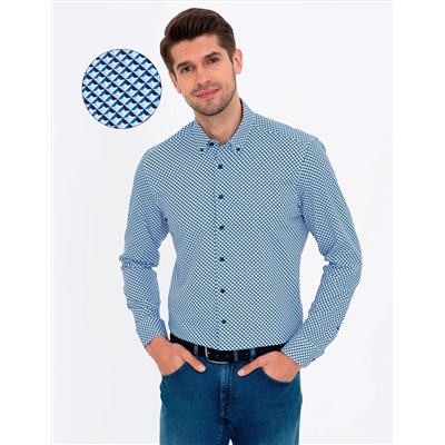 Lacivert Slim Fit Uzun Kollu Gömlek