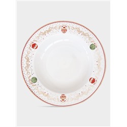 Тарелка суповая, 21,5 см, фарфор P, белая, Новогодние шары, Christmas Eve