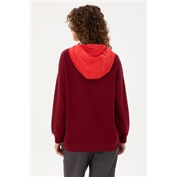 Kadın Bordo Kapüşonlu Sweatshirt