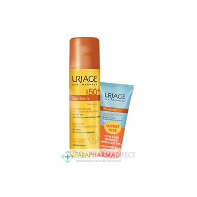 Uriage Bariésun SPF50+ Brume Sèche Très Haute Protection Solaire 200ml + Baume Réparateur Après-Soleil 50ml OFFERT