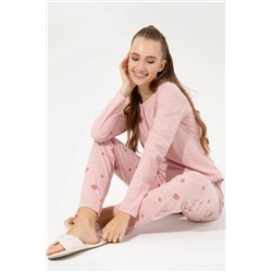 Kadın Pembe Melanj Pijama Takımı