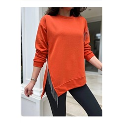 BUKETLİYırtmaçlı Zincir Detaylı Sweatshirt