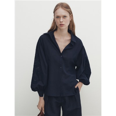 CAMISA VOILÉ BORDADO MANGAS