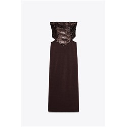 CONTRAST SEQUIN CUT-OUT DRESS