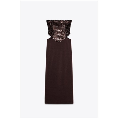 CONTRAST SEQUIN CUT-OUT DRESS