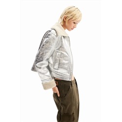 Chaqueta aviador metalizada doble faz