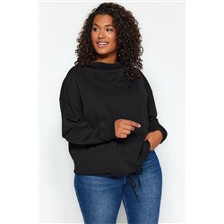 Trendyol Curve Siyah Büyük Beden Sweatshirt TBBAW24AO00014