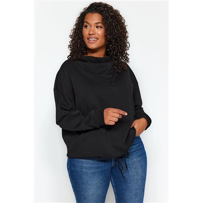 Trendyol Curve Siyah Büyük Beden Sweatshirt TBBAW24AO00014