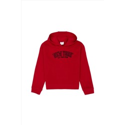 Kız Çocuk Kırmızı Kapüşonlu Sweatshirt