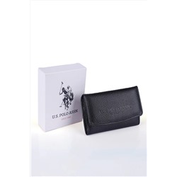 U.S. Polo Assn. 23841 Hakiki Deri Akordiyon Mıknatıslı Unısex Cüzdan Siyah 23UU.S0012