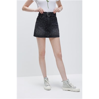Minifalda vaquera Negro jaspeado
