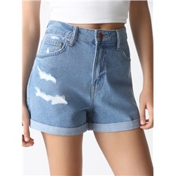 MOM FIT DENIM SHORTS