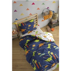 Ev & Ev Home Pamuklu Nevresim Takımı Tek Kişilik Dinolar Lacivert Ep-024557