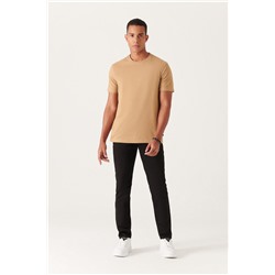 Siyah Armürlü Esnek 5 Cepli Slim Fit Dar Kesim Kanvas Pantolon