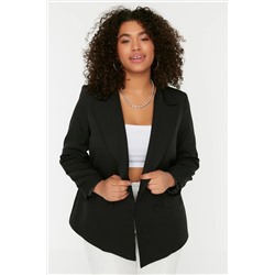 Trendyol Curve Siyah Çift Kapamalı Dokuma Blazer Ceket TBBSS22CE0180