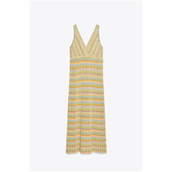 LONG CROCHET KNIT DRESS