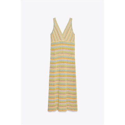 LONG CROCHET KNIT DRESS