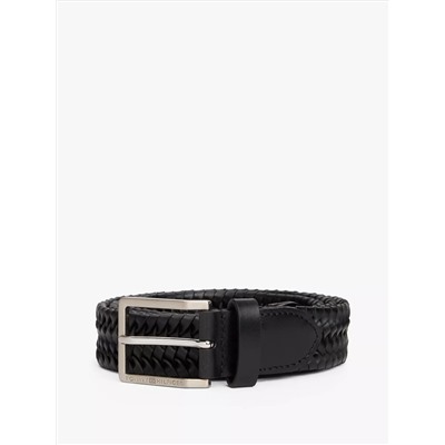 Square Buckle Woven Leather Belt