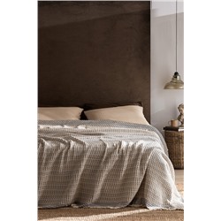 Bresdon Tek Kişilik %100 Pamuk Yatak Örtüsü - Bej/Mavi