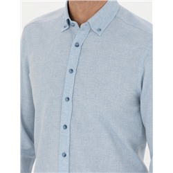 Açık Mavi Slim Fit Uzun Kollu Gömlek