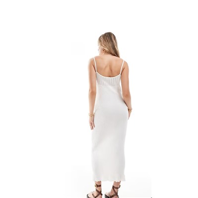 ASOS DESIGN pointelle scoop neck maxi dress in cream
