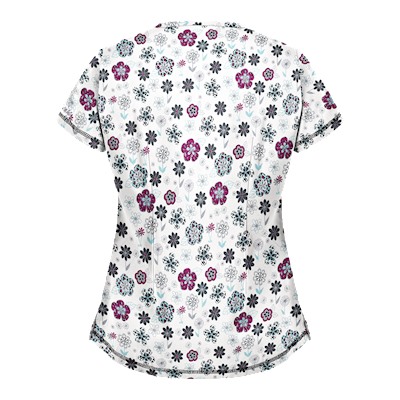 UA Wild Garden White Print Scrub Top