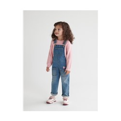 Latzhose aus Denim mit Stickereidetail