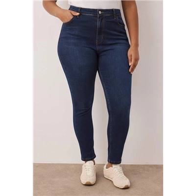 Koyu Mavi Yüksek Bel Esnek Skinny Jeans TBBAW23JE00000