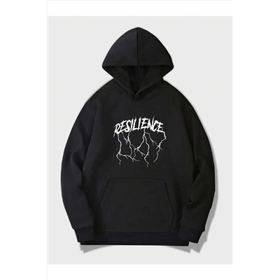 Favorim50tonUnisex Siyah Resilience Baskılı Şardonlu Sweatshirt