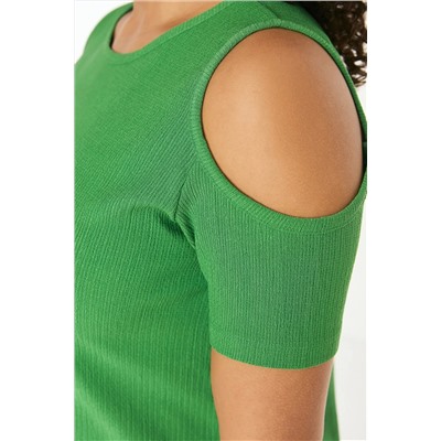 Yeşil A-line Cut-Out Detaylı Örme Elbise TBBSS22EL2986