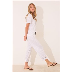 Pijama camisero Capri lunares blanco