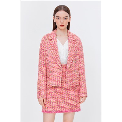 Chaqueta de lana Rosa y turquesa